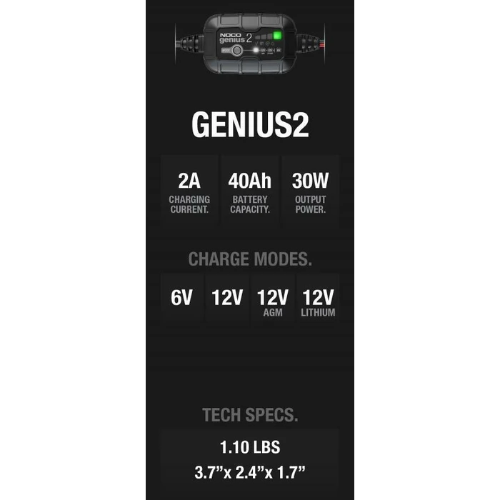 NOCO Genius2EU 2A Battery Charger & Maintainer 6/12V