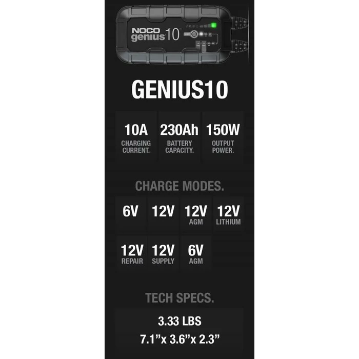 NOCO GENIUS10EU 10A 6V/12V Battery Charger & Maintainer