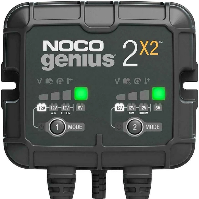 NOCO Genius 2x2 4A 2-Bank Battery Charger & Maintainer (6V/12V)