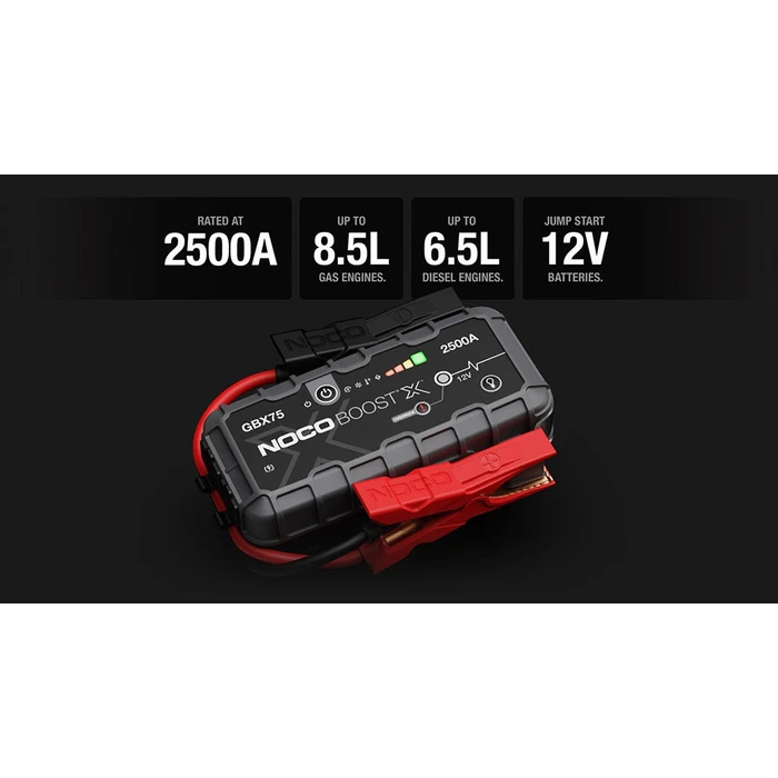 NOCO GBX75 Boost X 12V 2500A Portable Jump Starter with Power Bank, 60W USB‑C PD and 400‑lumen LED Flashlight