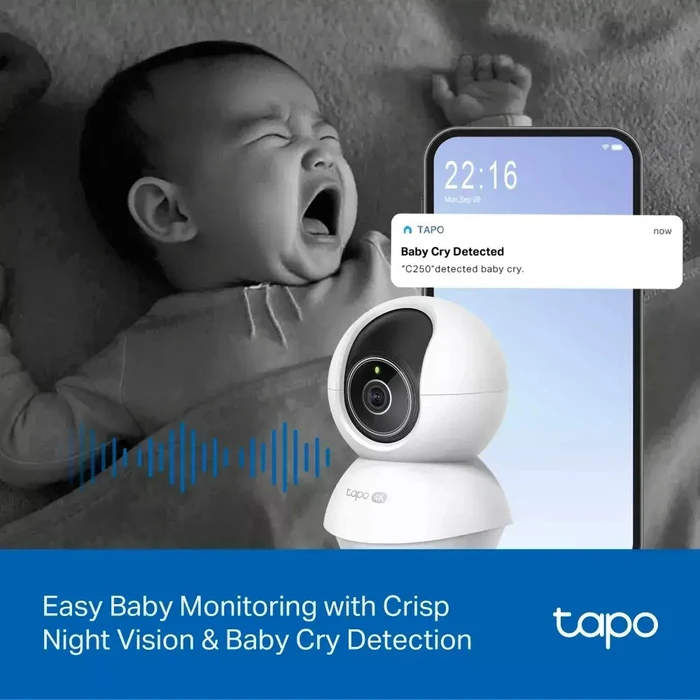 TP-Link 4K 8MP Pan/Tilt AI Home Security Wi-Fi Camera (TAPO C250) (TPC250)