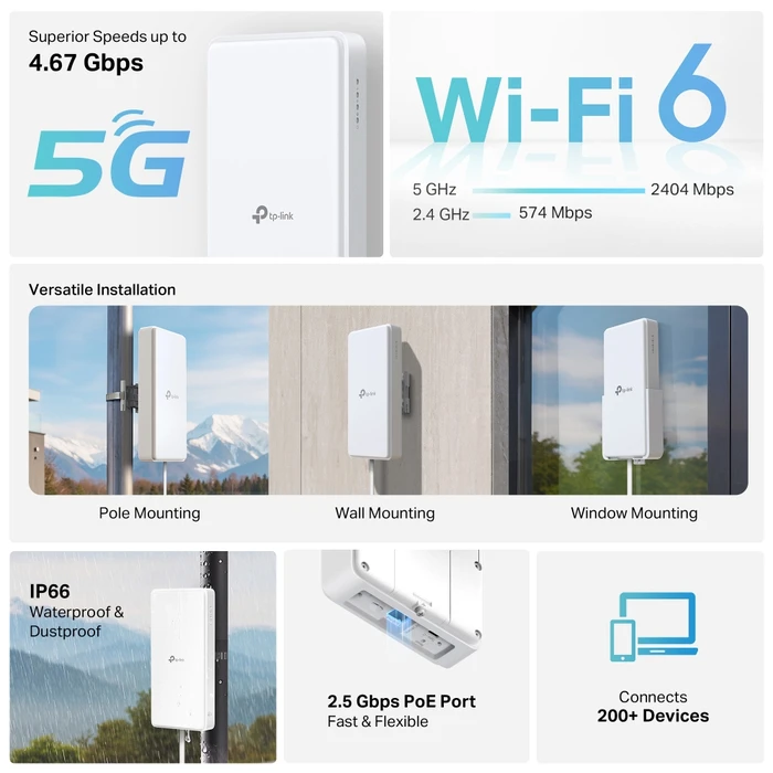 TP-Link 5G AX3000 Wi-Fi 6 Outdoor Router(ARCHER NX500-OUTDOOR) (TPARCHERNX500-OD)