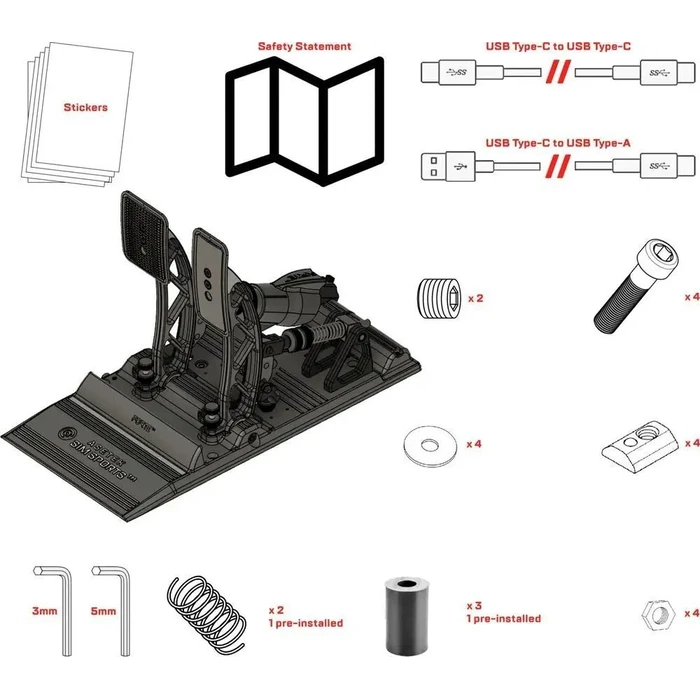 Asetek SimSports Forte Sim Racing Πεντάλ Επιτάχυνσης και Φρένου (Add-On)