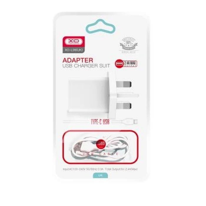 XO Φορτιστής με Καλώδιο Type-C L99 UK 2.4A