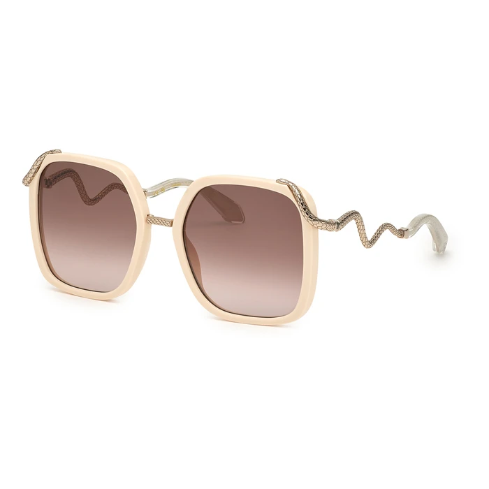 Roberto Cavalli Women's Sunglasses SRC003M5509X7 (55/20/140) Beige Acetate Brown Gradient Lenses