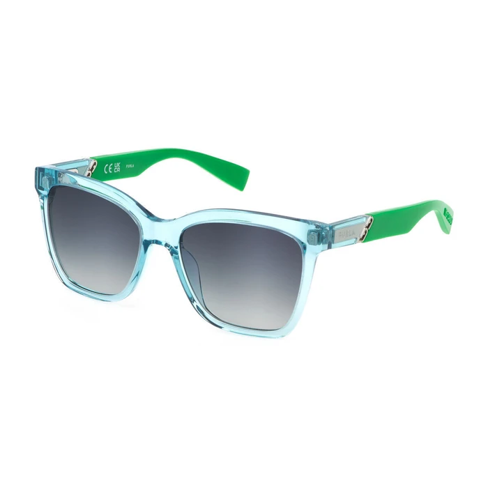 FURLA Women's Sunglasses SFU688 C71B - Green Acetate Frame, Grey Gradient Lenses, 54/17/140