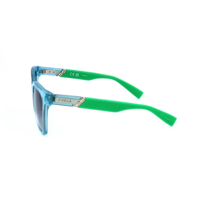 FURLA Women's Sunglasses SFU688 C71B - Green Acetate Frame, Grey Gradient Lenses, 54/17/140