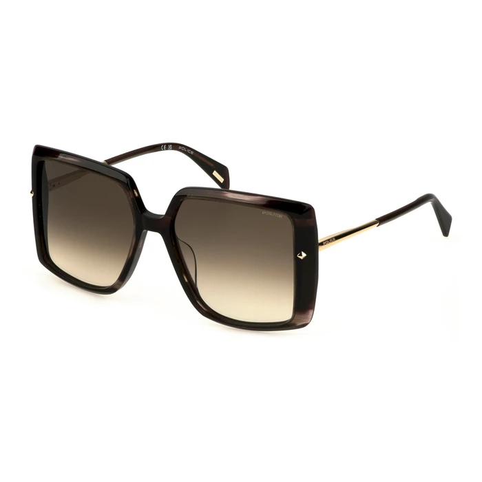 Police Women's Sunglasses SPLL96-560AG9 — Brown Acetate Frame, Brown Degraded Lenses