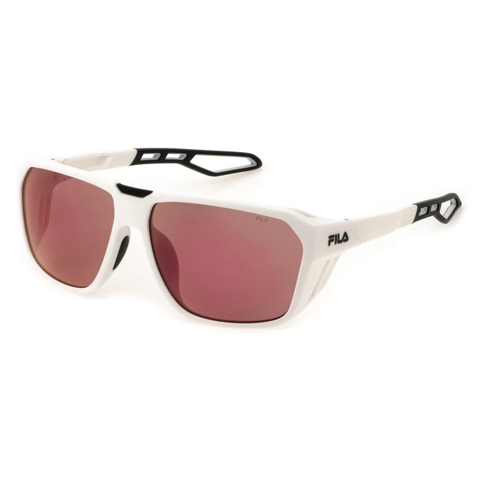 FILA Men's Sunglasses SFI722-635WWA — White Frame, Red Lens