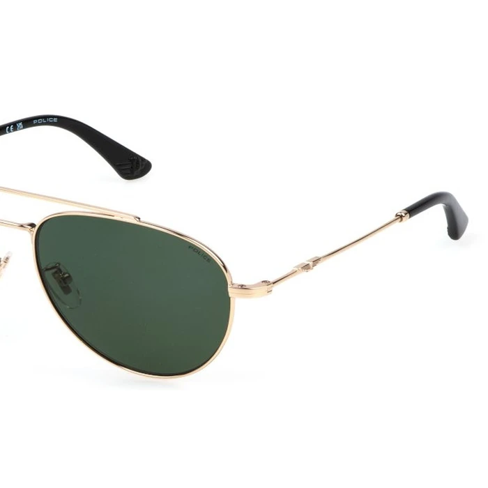 Police Men's Sunglasses Gold Metal Frame with Green Lens SPLP20 0300 (SPLP20-570300)