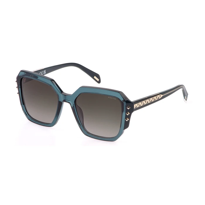 Police Women Sunglasses SPLR23E5403GE (54/19/140) Green Acetate Frame, Green Gradient Mirror Lens
