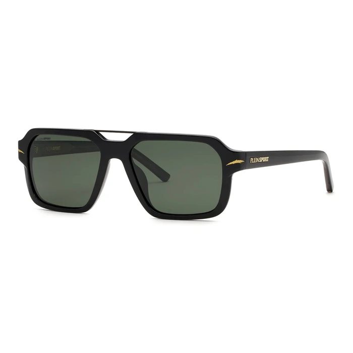 Philipp Plein Sport Men's Sunglasses SSP036-57700P — Black Acetate Frame, Polarized Lenses, 57/17/150