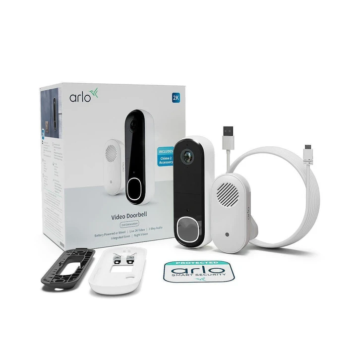 Arlo Ασύρματο Κουδούνι Πόρτας Wi?Fi Essential Video Doorbell 2K & Chime (AVDK4001-100PES) - Λευκό