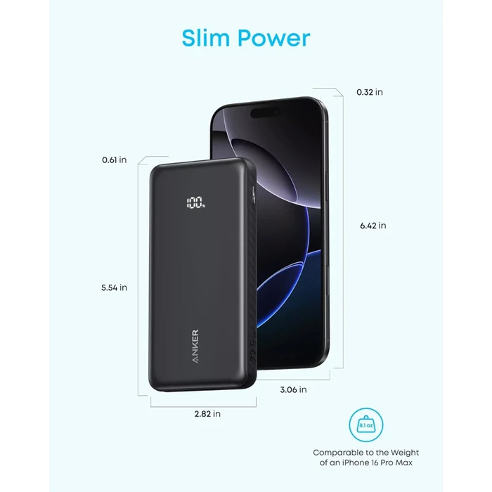 Anker Zolo Power Bank 10000mAh 22.5W USB-C & USB-A Μαύρο (MPN: A110DH11)