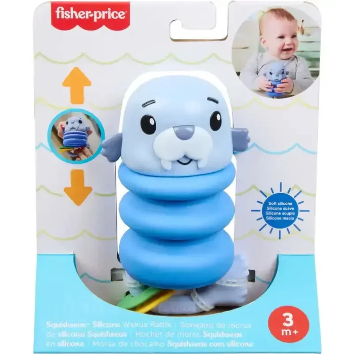 Fisher Price Squishseas Silicone Walrus Rattle