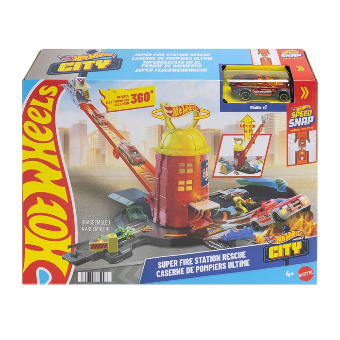 Mattel Hot Wheels Speed Snap City Super Fire Station Rescue Παιχνίδι Σετ Πίστας