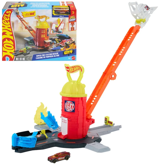 Mattel Hot Wheels Speed Snap City Super Fire Station Rescue Παιχνίδι Σετ Πίστας