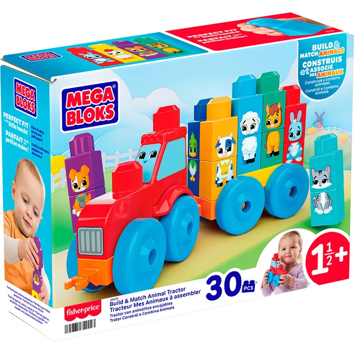 Mattel Mega Bloks Construction Set Build and Match Animal Tractor