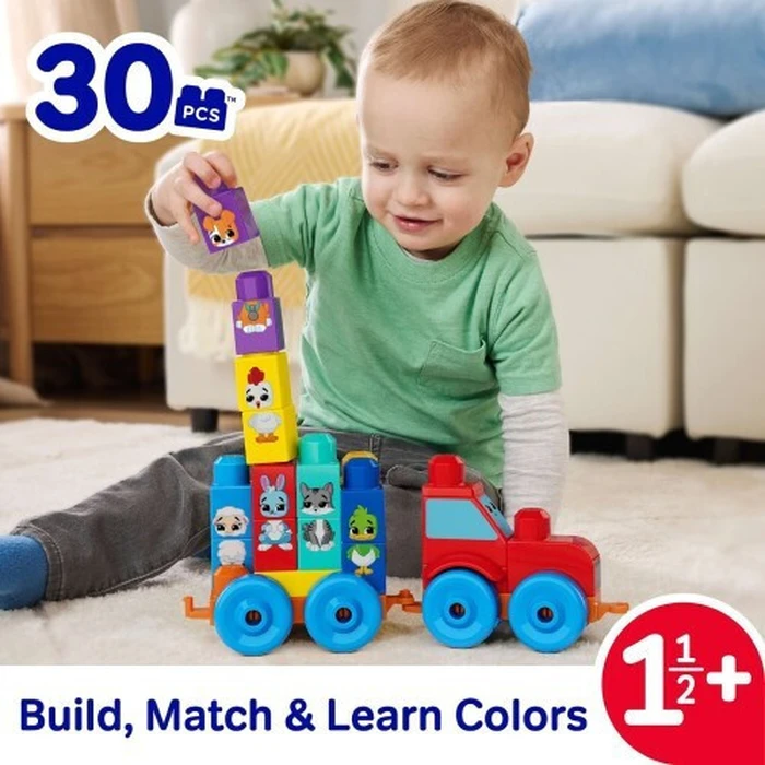 Mattel Mega Bloks Construction Set Build and Match Animal Tractor