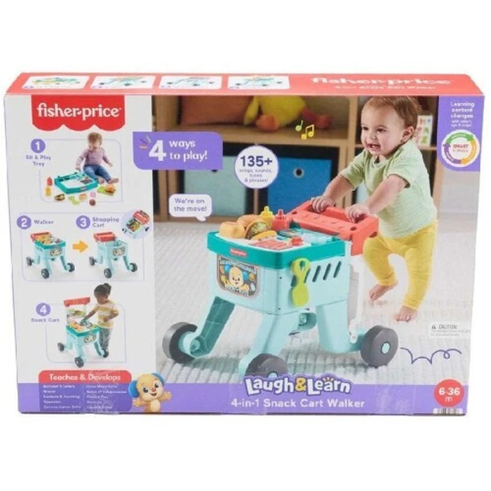 Mattel Fisher Price Educational Series Περπατούρα 4 σε 1 Καροτσάκι Αγορών