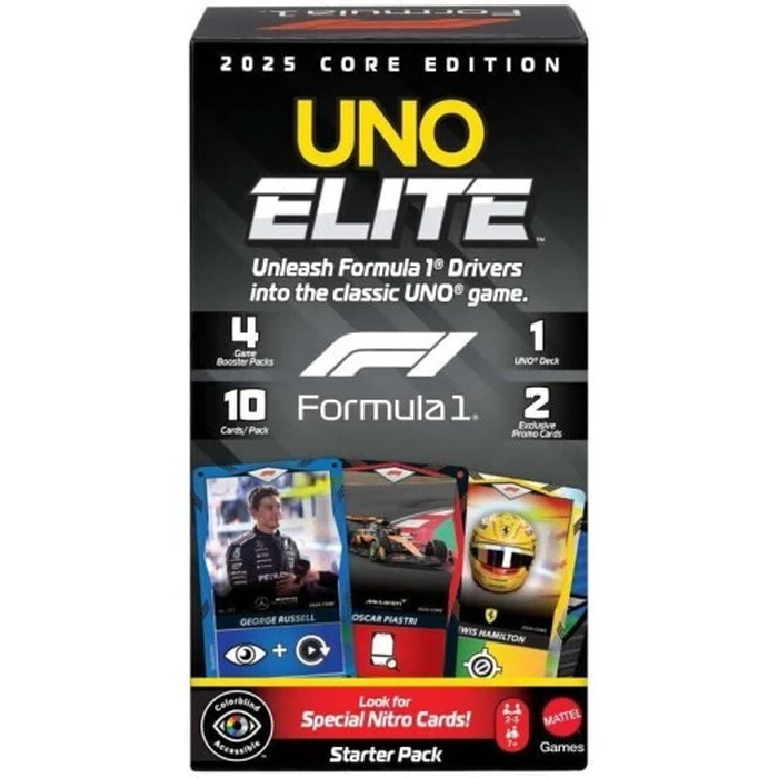 Mattel UNO Επιτραπέζιο Παιχνίδι Uno Elite Formula 1 2025 Core Edition Starter Pack JLV42