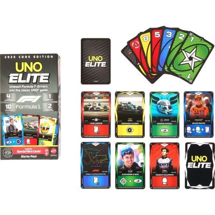 Mattel UNO Επιτραπέζιο Παιχνίδι Uno Elite Formula 1 2025 Core Edition Starter Pack JLV42