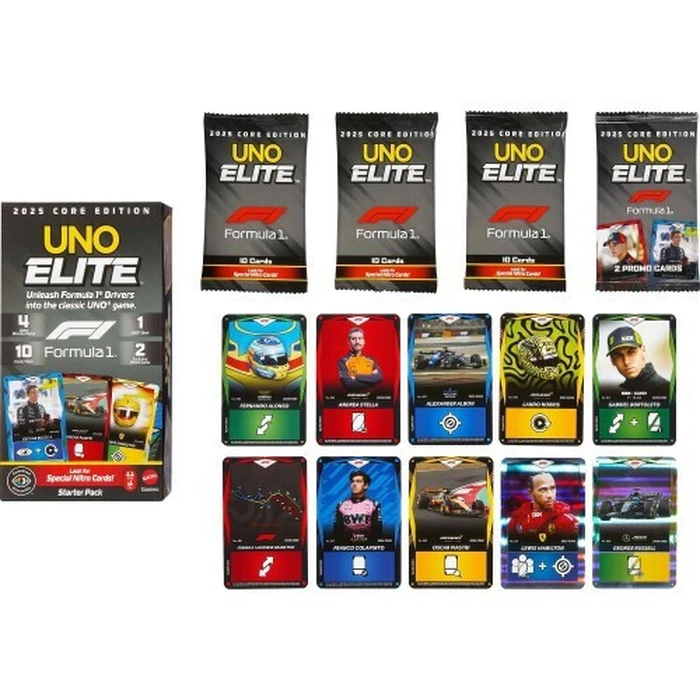Mattel UNO Επιτραπέζιο Παιχνίδι Uno Elite Formula 1 2025 Core Edition Starter Pack JLV42