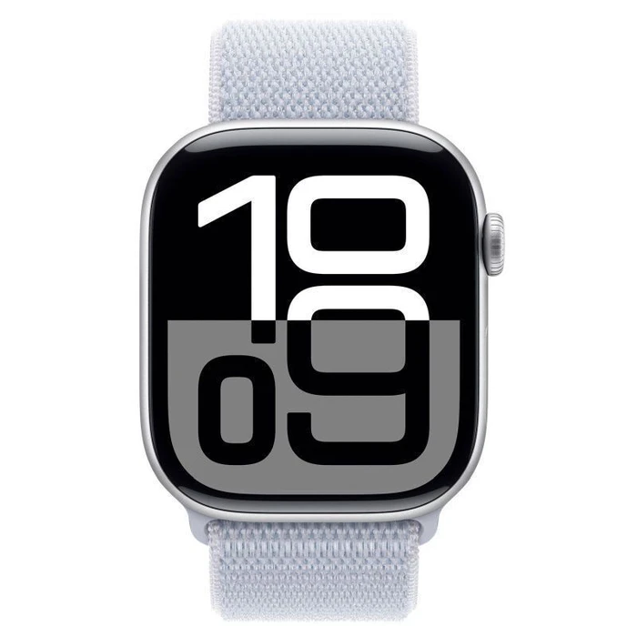 Apple Smartwatch Watch Series 10 46mm Silver Aluminum Case with Blue Cloud Sport Loop