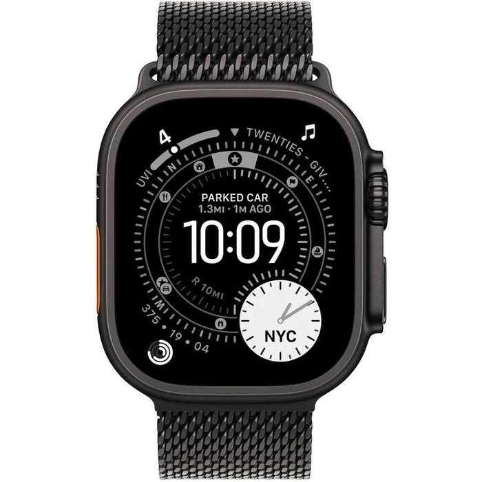 Milanese μπρασελέ από τιτάνιο, Μαύρο, 49mm (Medium) για Apple Watch