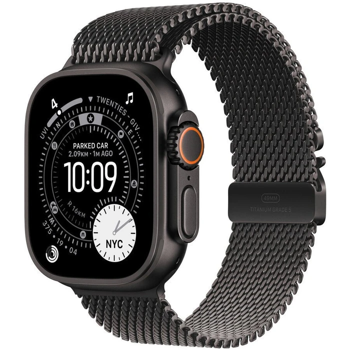 Milanese μπρασελέ από τιτάνιο, Μαύρο, 49mm (Medium) για Apple Watch