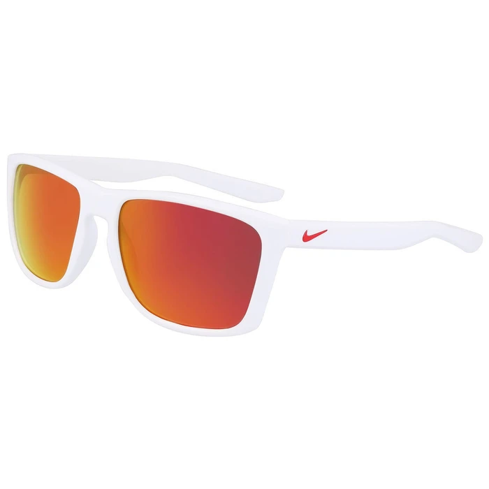 NIKE Fortune Unisex Γυαλιά Ηλίου - Λευκό Κοκκάλινο Σκελετό, Κόκκινος Καθρέφτης Φακός, Μέγεθος 57/17/145