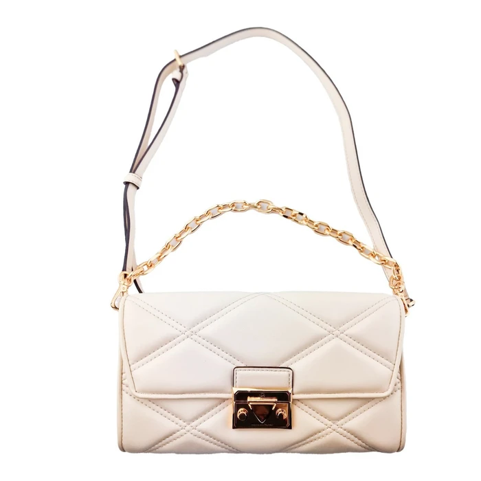 Δερμάτινη Γυναικεία Τσάντα Χιαστί Michael Kors Serena 25x15x4 cm - Μπεζ