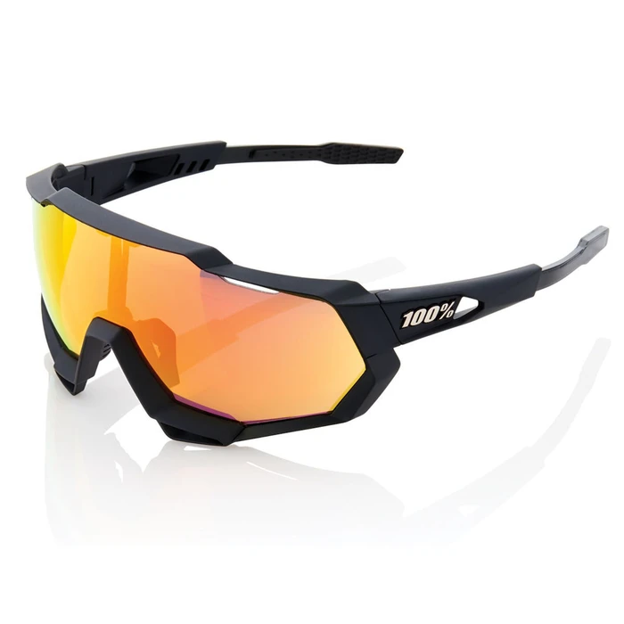 100% Speedtrap Sunglasses - HiPER Mirror Lens Soft Tact Black (Cycling Glasses)