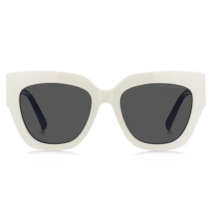 Tommy Hilfiger Women's Sunglasses TH-2223-S-SZJ – Acetate White Frame, Grey Lenses (53/19/140)