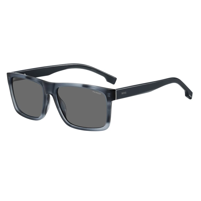 HUGO BOSS BLACK Sunglasses BOSS1760GS38I (59/17/145) Blue Acetate Frame, Grey Polarized Lenses