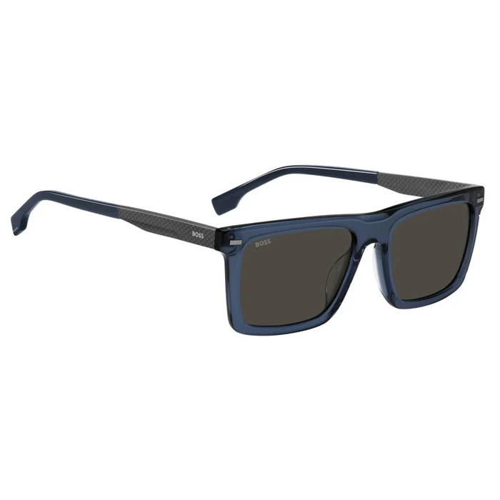 HUGO BOSS BLACK Men's Sunglasses BOSS1765GSPJP (55/18/150) — Blue Acetate Frame, Grey Lenses, Category 3