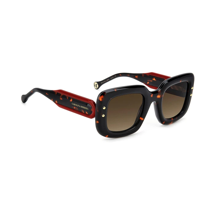 Carolina Herrera Women Sunglasses HER 0313/S 086/HA — Acetate Tortoiseshell Frame, Brown Lenses, 49/26/145 mm