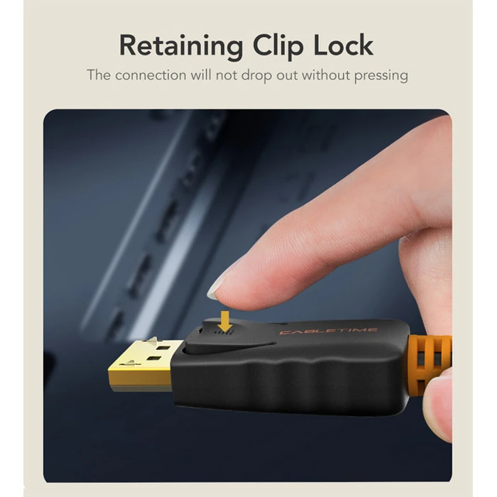 CABLETIME DisplayPort Cable CT-01G 4K 60Hz 1m Black