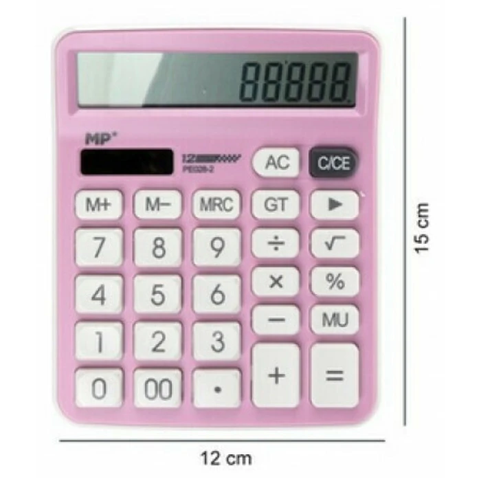 MP Calculator 12 Digit Solar and Batteries Pink