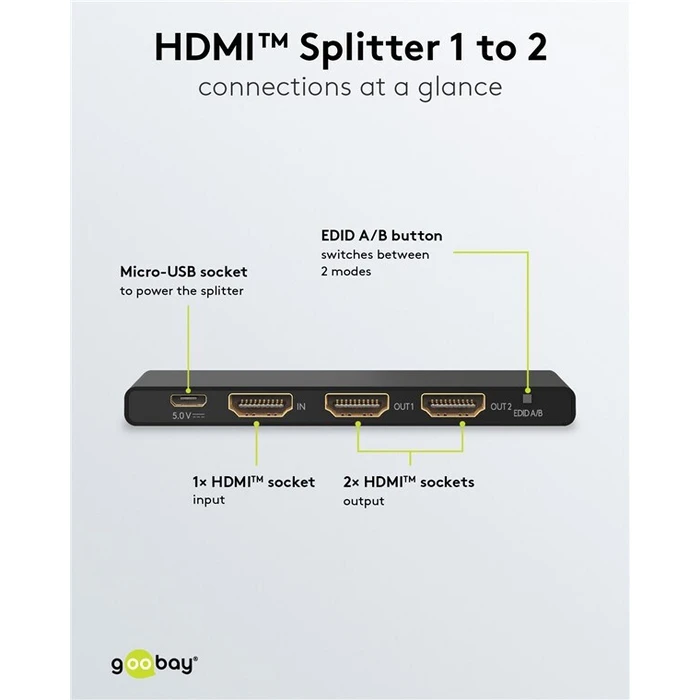 GOOBAY HDMI splitter 58481 1 σε 2 έξοδοι 4K 60Hz μαύρο