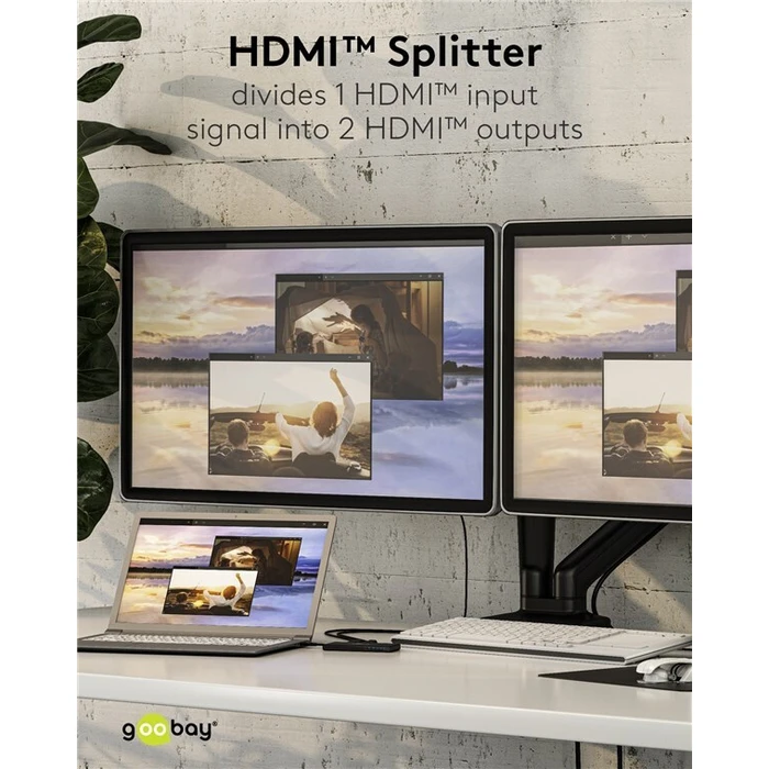 GOOBAY HDMI splitter 58481 1 σε 2 έξοδοι 4K 60Hz μαύρο