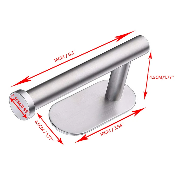 UNBRANDED Χαρτοθήκη Μπάνιου HUH-0116 με Αυτοκόλλητο Μεταλλική Ασημί