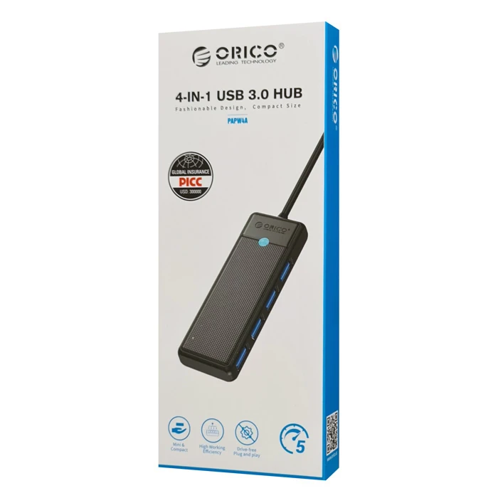 ORICO USB hub PAPW4A-C3 4 θυρών 5Gbps USB-C σύνδεση μαύρο