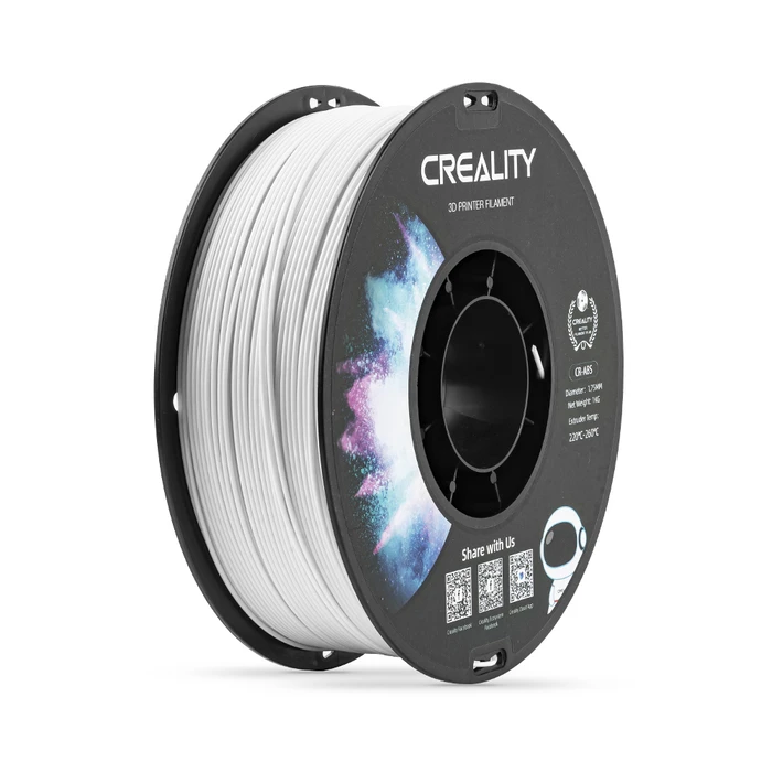 3D Printer Filament Creality CR-ABS White Large Object Stability, Tensile Str. 43MPA, 1 kg Spool1.7