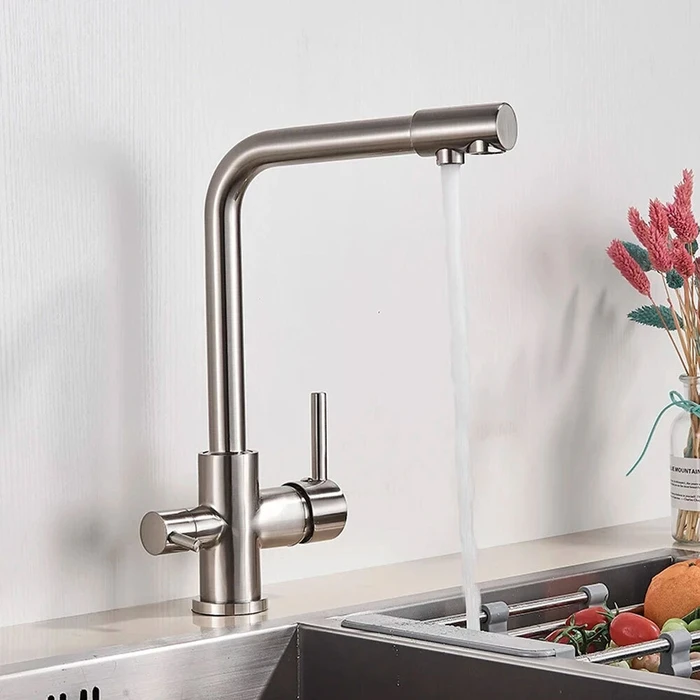 BRUNO μπαταρία πάγκου κουζίνας τρίοδη αναμεικτική ασημί