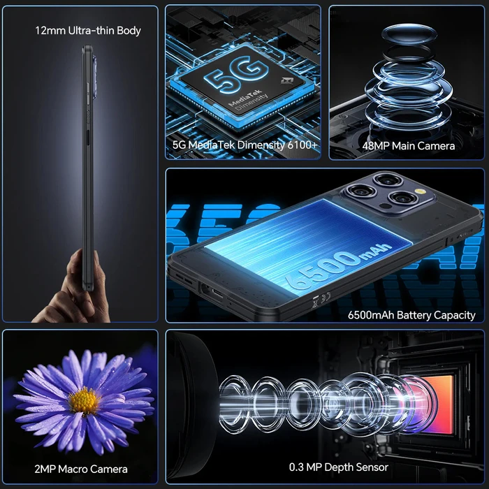 OUKITEL Smartphone WP52 6.6 4 256GB 5G 6500mAh IP68 IP69K Μαύρο