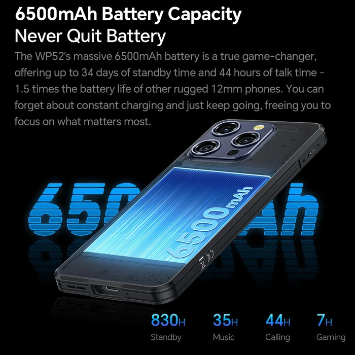 OUKITEL Smartphone WP52 6.6 4 256GB 5G 6500mAh IP68 IP69K Μαύρο