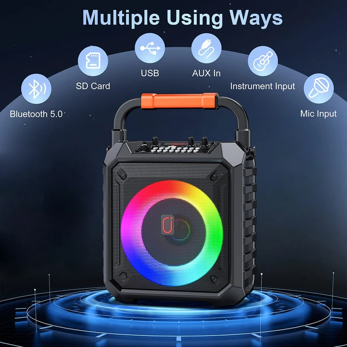 JYX Φορητό Ηχείο T17-T με 2 Μικρόφωνα 15W 3000mAh LED Μαύρο