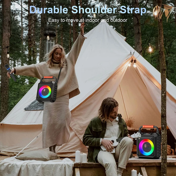 JYX Φορητό Ηχείο T17-T με 2 Μικρόφωνα 15W 3000mAh LED Μαύρο