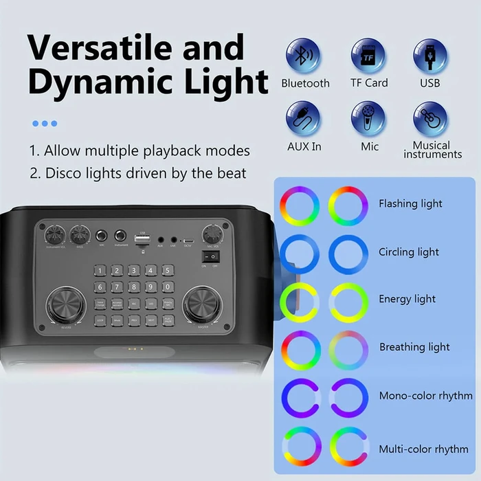 JYX Φορητό Ηχείο T19 T με 2 Μικρόφωνα 18W 3000mAh LED Μαύρο